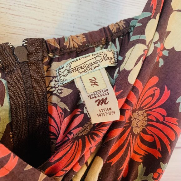 American Rag Floral Pattern Dress with Spaghetti Straps Thick Long Tie Size M - Picture 12 of 12